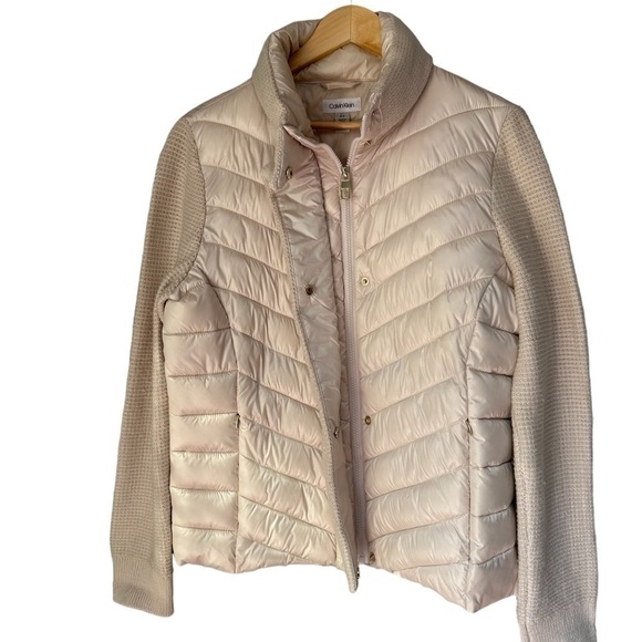 Calvin Klein Quilted Knit Puffer Jacket, Champagne, Large - Picture 9 of 9